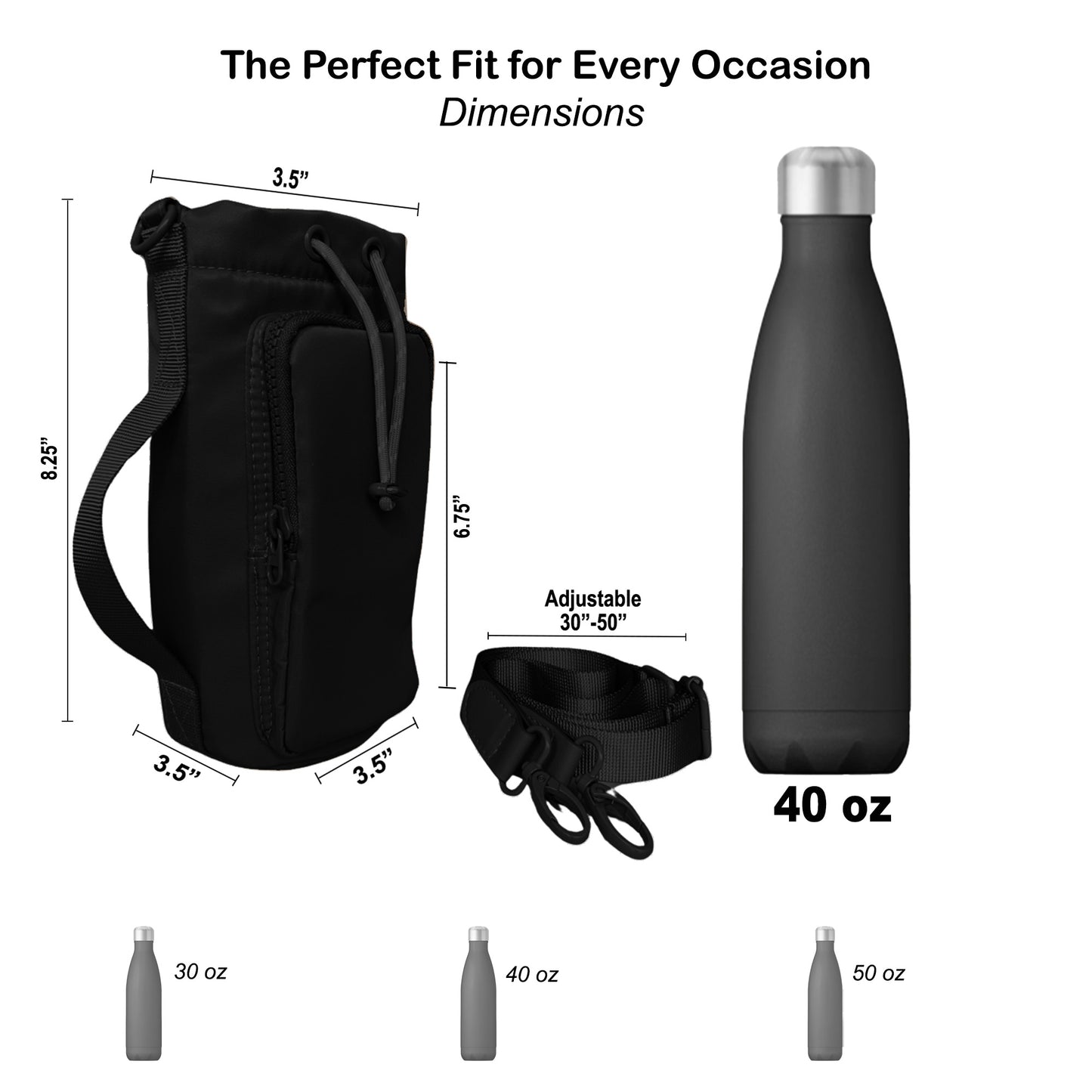Water Bottle Bag | Onyx Black
